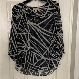 Banana Republic Black and Gray Abstract Blouse